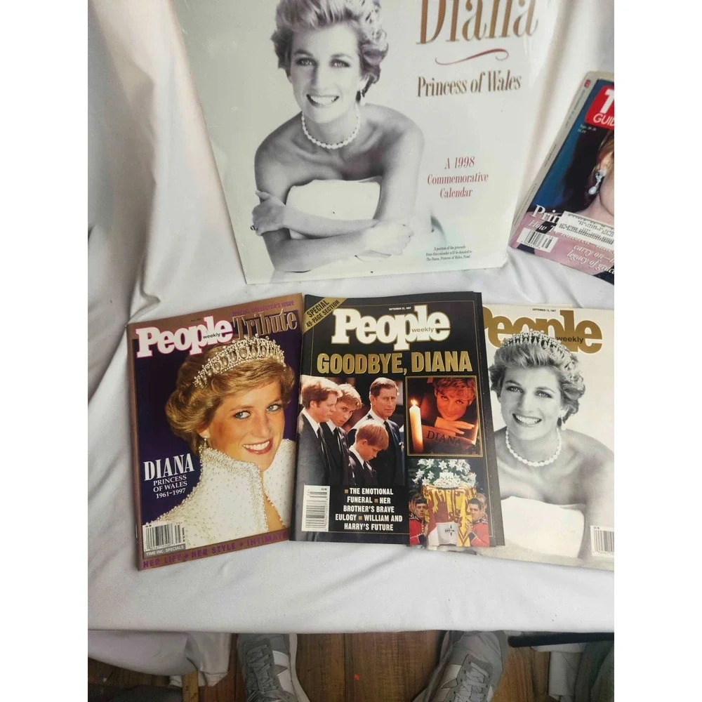 Vintage 1997 Princess Diana People Magazine Lot & 1998 Sealed Calendar Tribute